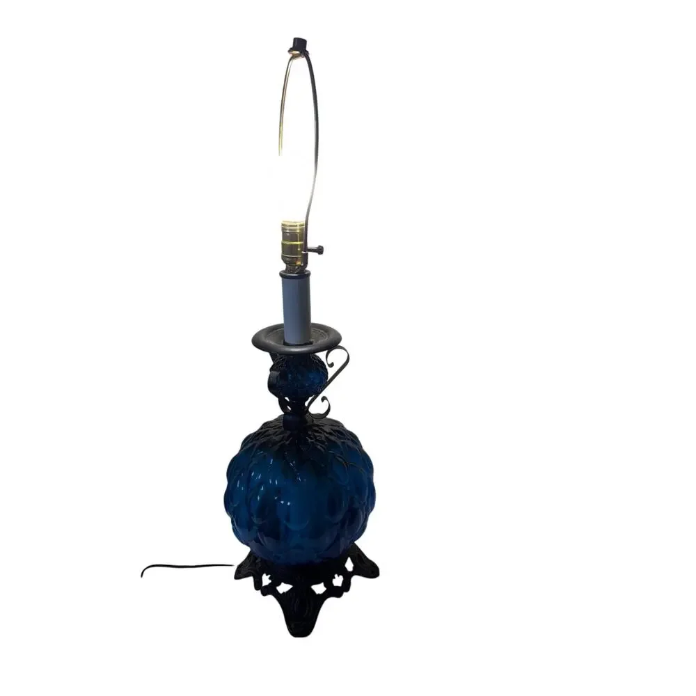 Vtg 1970s Hollywood Regency EF & EF Industries Blue Light Up Lamp